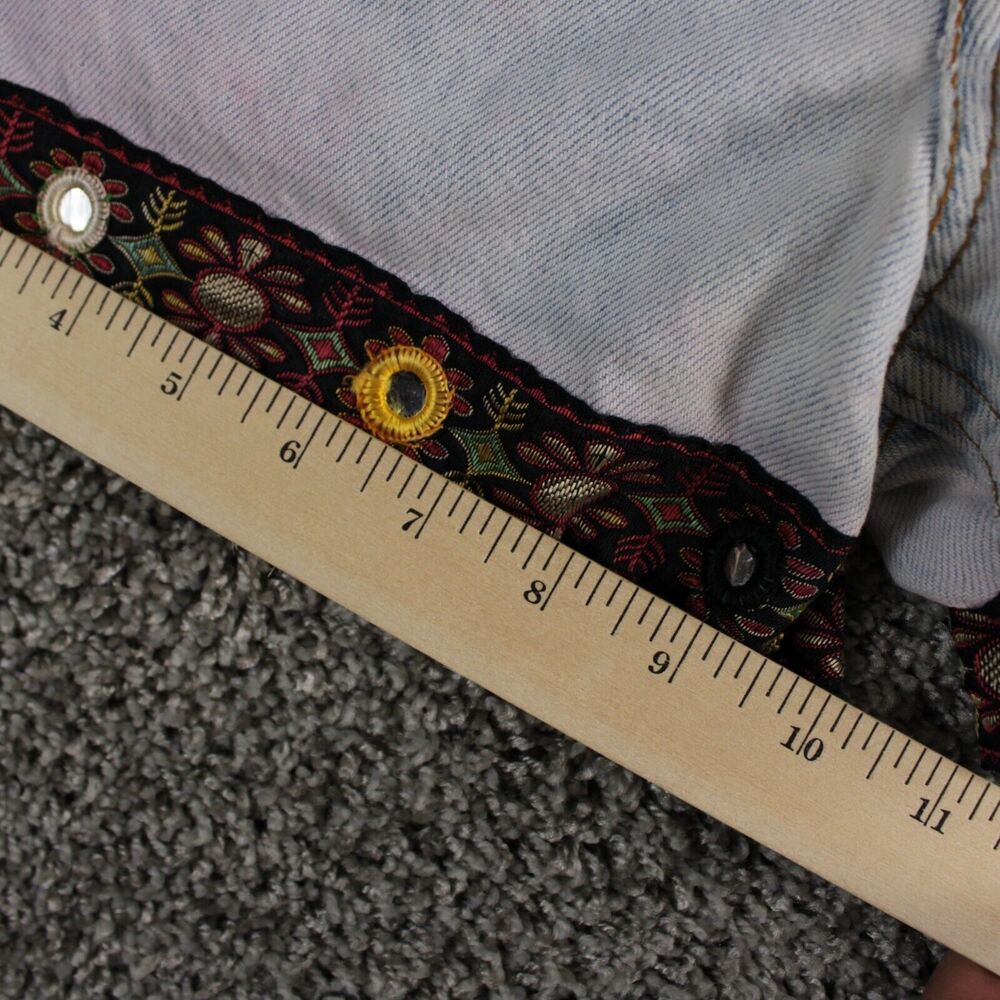 Levis 550 High Waisted Shorts Womens Size 24 Blue Vintage 90s Boho Floral - Picture 5 of 9